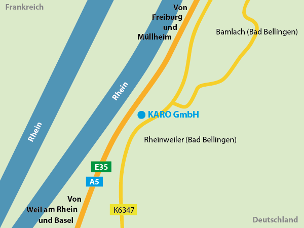 Anfahrt nach Bad Bellingen in die Burgunderstr. 7/1